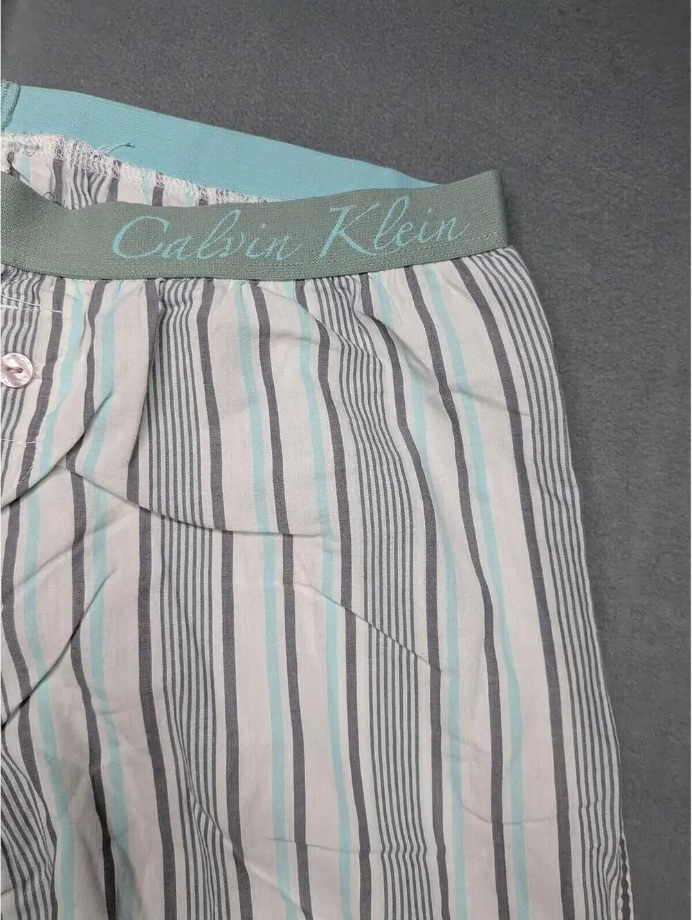 Calvin Klein Pajama Pants Mens Small Gray Stripe Logo Waist Lounge Sleepwear